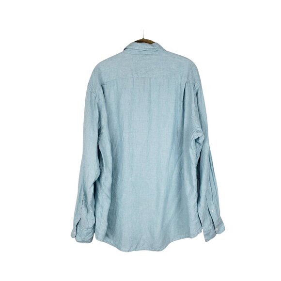 Jos A Bank Aqua Linen Long Sleeve Button Up Shirt Beach Coastal Size Large - Picture 2 of 7